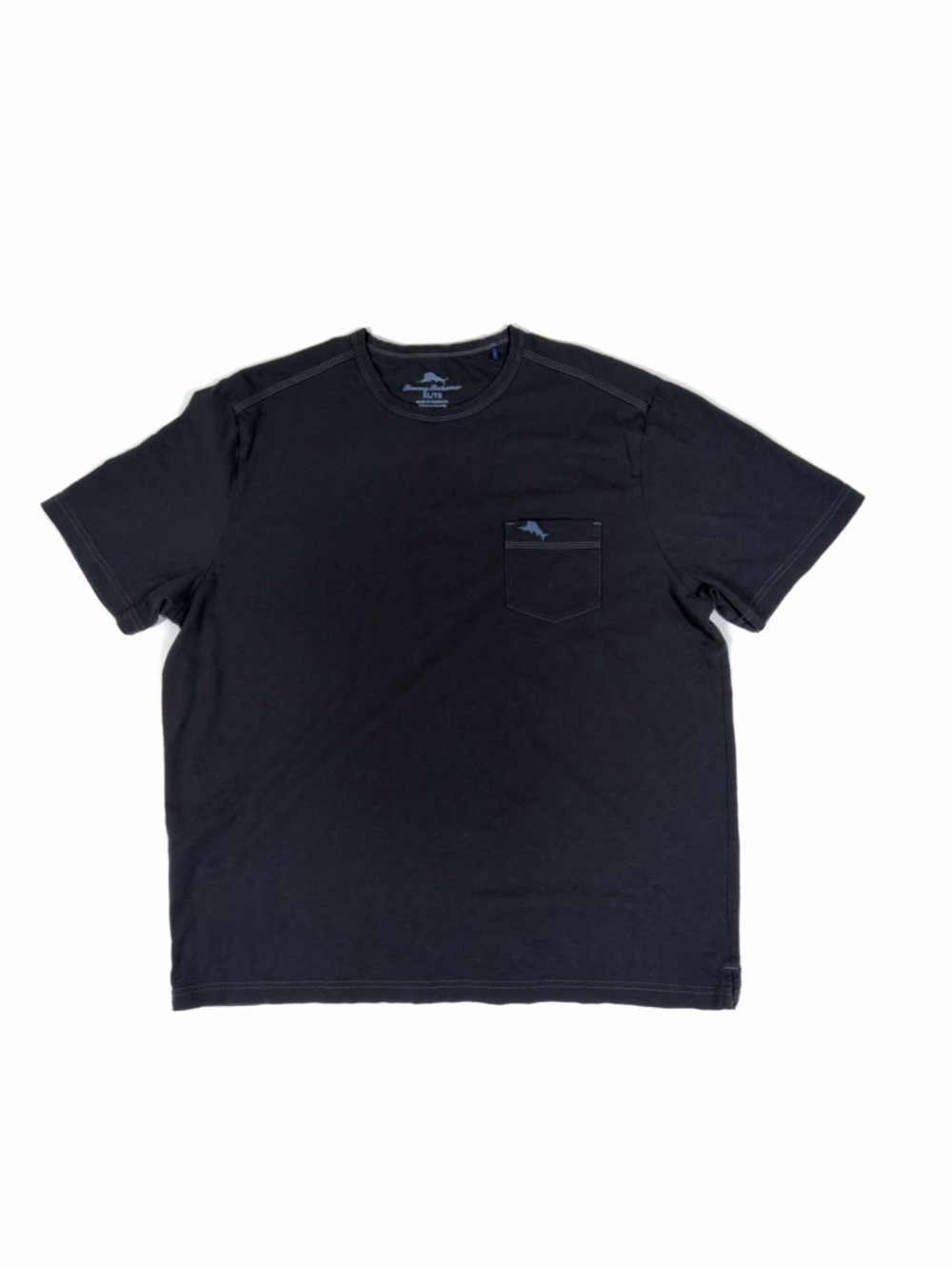 Tommy Bahama Men’s XL Short Sleeve Marlin Logo Pocket T-Shirt Cotton Black